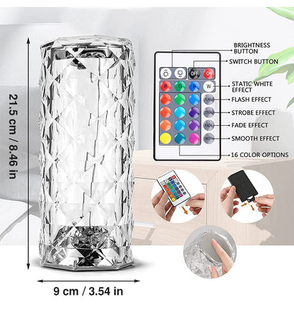 Touch Control Rose Crystal Lamp